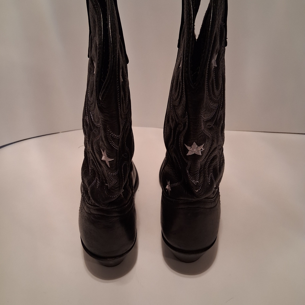 Laredo  Black Heeled Boots with White Star Accents - Picture 4 of 9